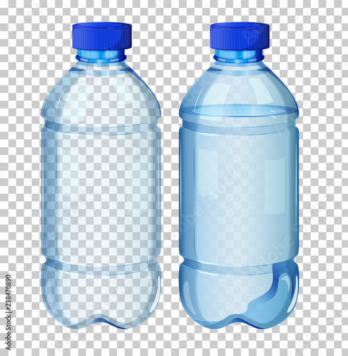 Set of transparent water bottle