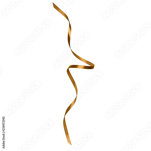 Shiny satin ribbon in brown color isolated on white background close up .Ribbon image for decoration design.