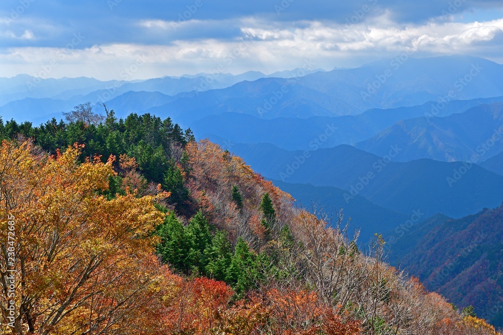 大台ケ原山から見た晩秋の山並み