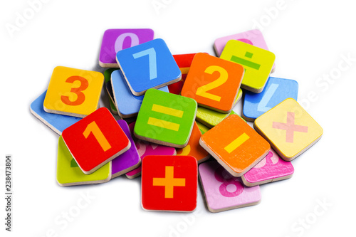 Math Number colorful on white background   Education study mathematics learning teach concept.