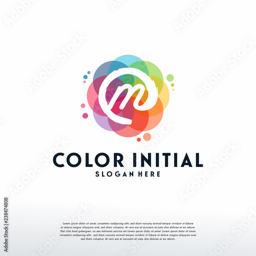 Colorful M initial logo vector, Beauty M logo designs template, design concept, logo, logotype element for template