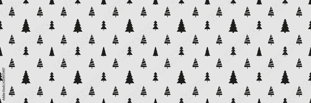 Obraz premium Seamless pattern with christmas trees. Abstract geometric wallpaper. Geometric art. Print for textiles, fabrics, polygraphy, posters. Greeting cards. Black and white illustration