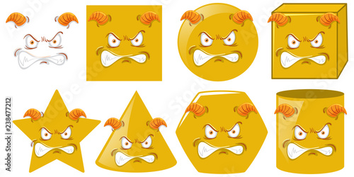 Set of monster face different shape
