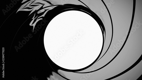 Fotografiet gun barrel target background with blood running down the screen