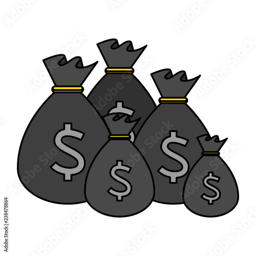 sack with coins dollars