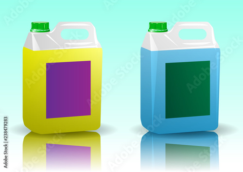 white transparent plastic canister for food and chemical liquid products
