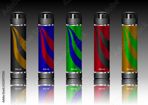 aerosol packaging, spray  Template Blank Set, Different colors