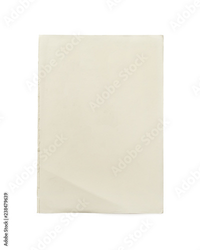 Rough empty A4 paper isolated on white background with clipping path. Paper texture background.