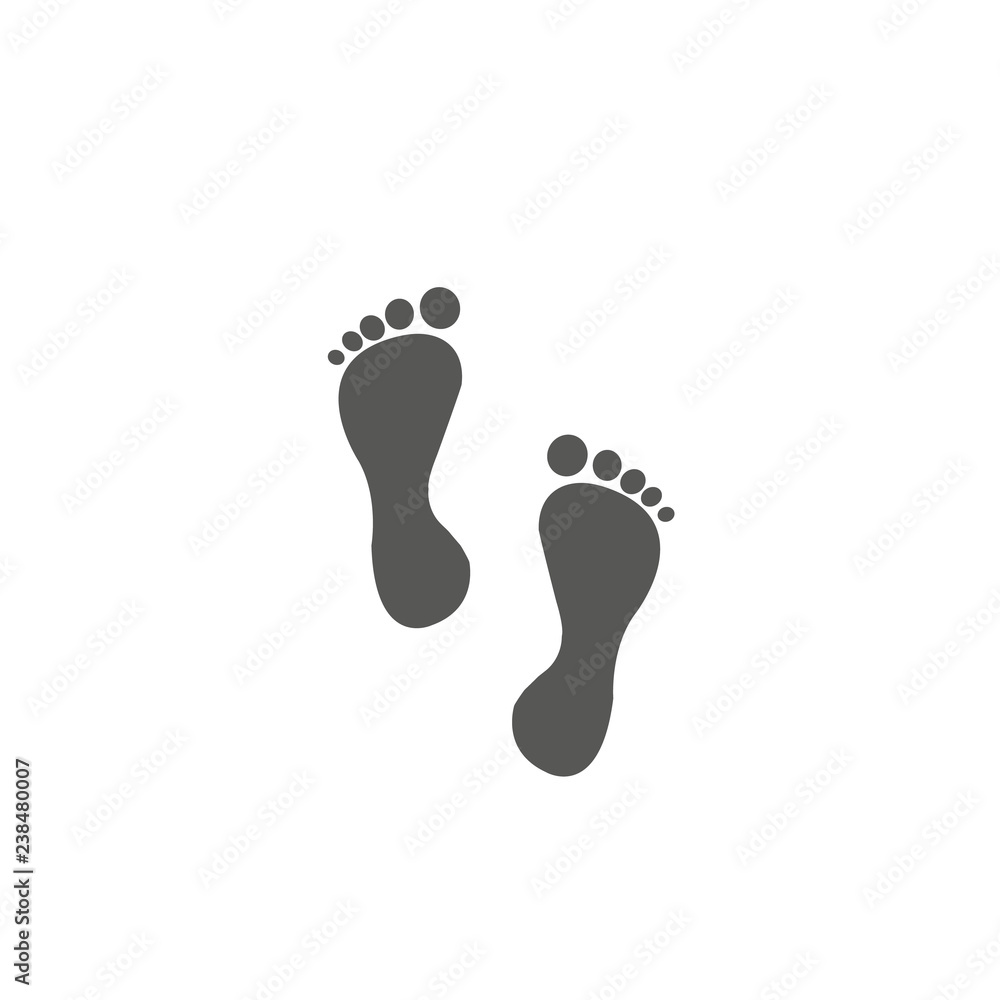 Human feet black silhouette. Footprint with toes symbol icon. Human feet black silhouette. Footprint with toes symbol icon.