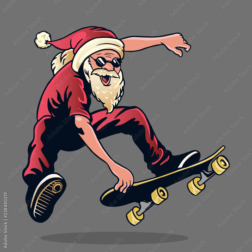 santa skateboard trick Stock Vector | Adobe Stock