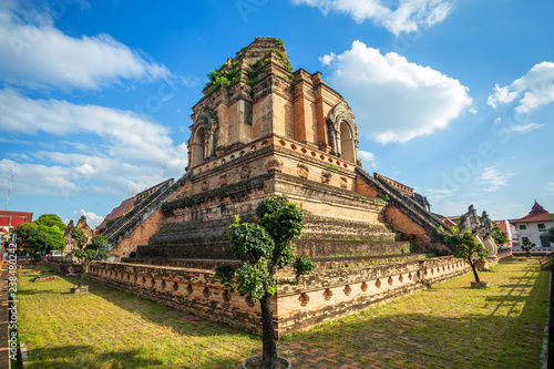 Wat Chedi Luang is a Buddhist temple in the historic centre and is a Buddhist temple is a major tourist attraction in Chiang Mai Thailand.
