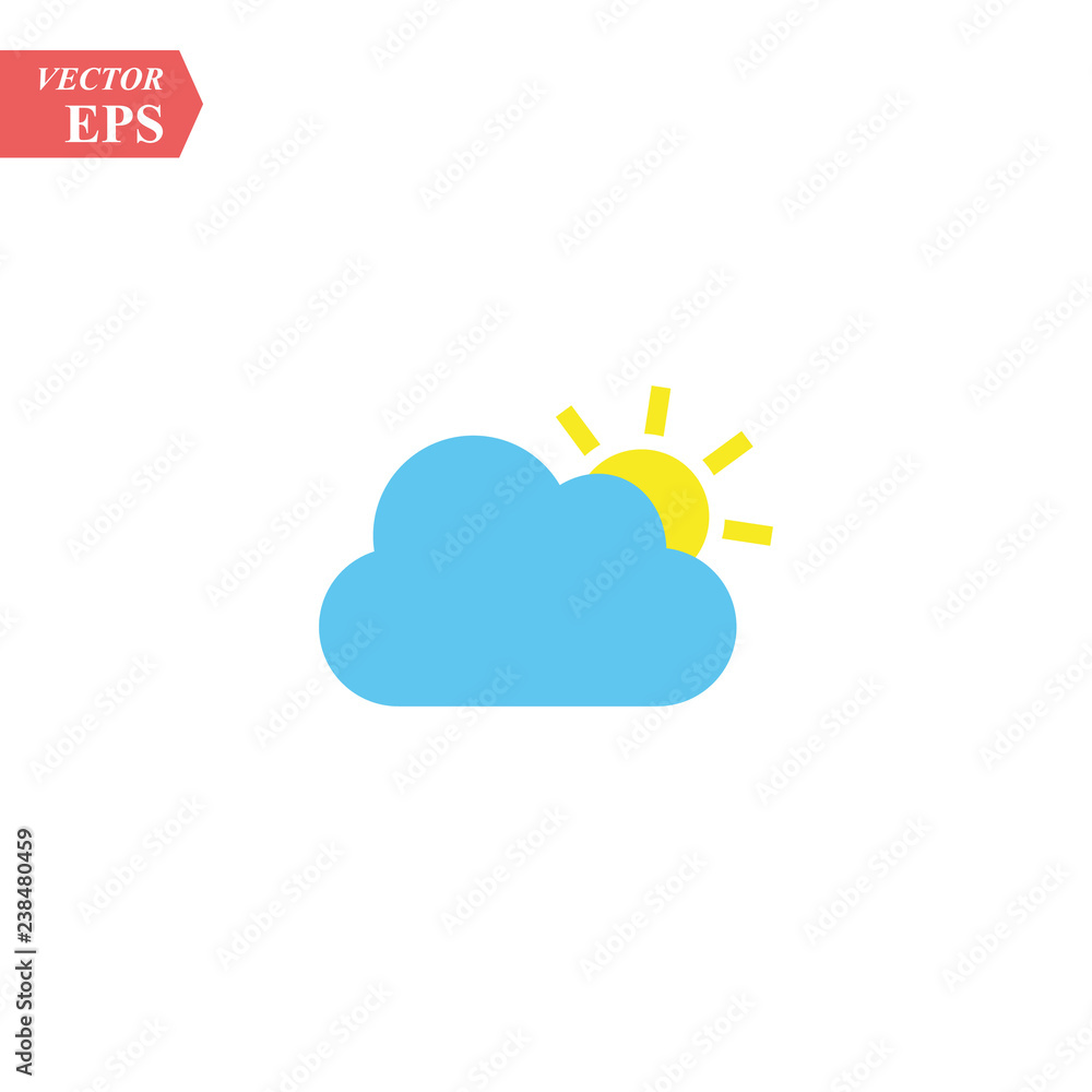 Color Sun cloud icon isolated on background. Modern flat pictogram, business, marketing, internet concept. Trendy Simple vector symbol for web site design or button to mobile app. Logo illustration. Color Sun cloud icon isolated on background. Modern flat pictogram, business, marketing, internet concept. Trendy Simple vector symbol for web site design or button to mobile app. Logo illustration.