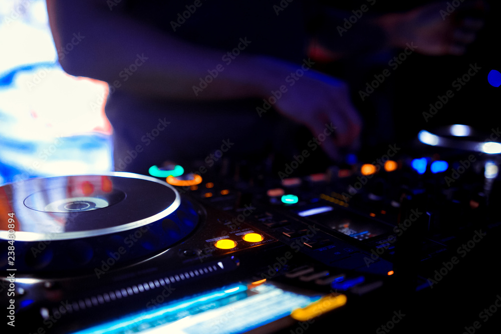 Obraz premium DJ console at the nightclub. Nightlife