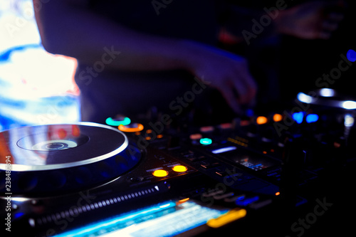 DJ console at the nightclub. Nightlife
