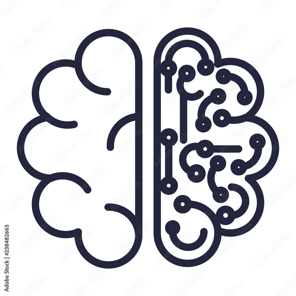 brain with circuit icon brain with circuit icon