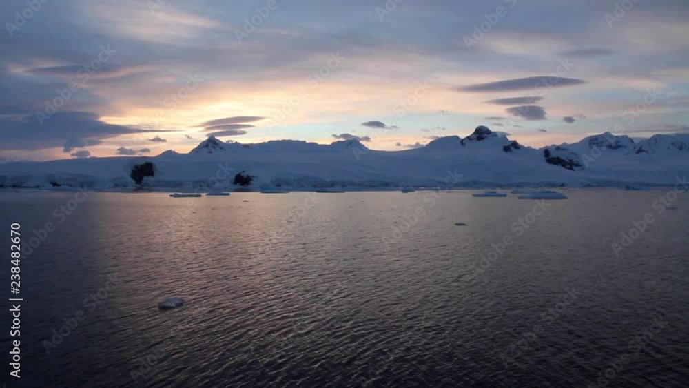 Antarctica snowy Landscape Beautiful wide shot of Antarctica snowy Mountins and sea