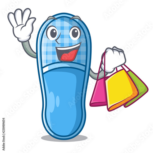 Shopping slippers for sleep isolated on mascot