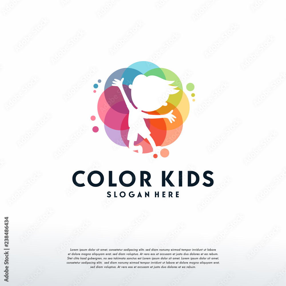 Colorful People Care logo vector, Children Love logo designs template, design concept, logo, logotype element for template