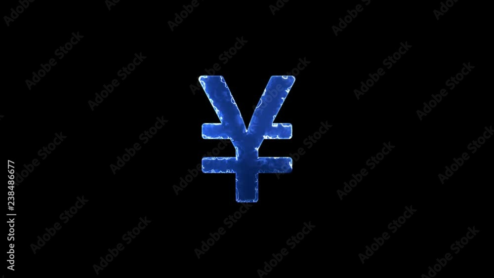 Symbol yen sign. Blue Electric Glow Storm. looped video. Alpha channel black Symbol yen sign. Blue Electric Glow Storm. looped video. Alpha channel black
