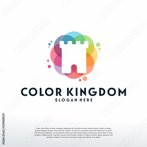 Colorful Castle logo vector, Kingdom logo designs template, design concept, logo, logotype element for template