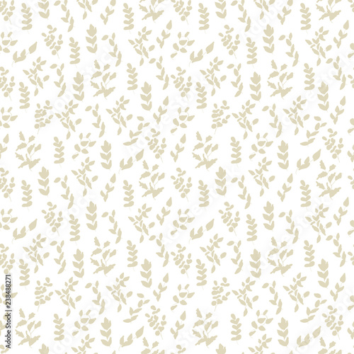 Leaves and branches. beige pattern on a white background. Silhouette. Texture, wallpaper, seamless.