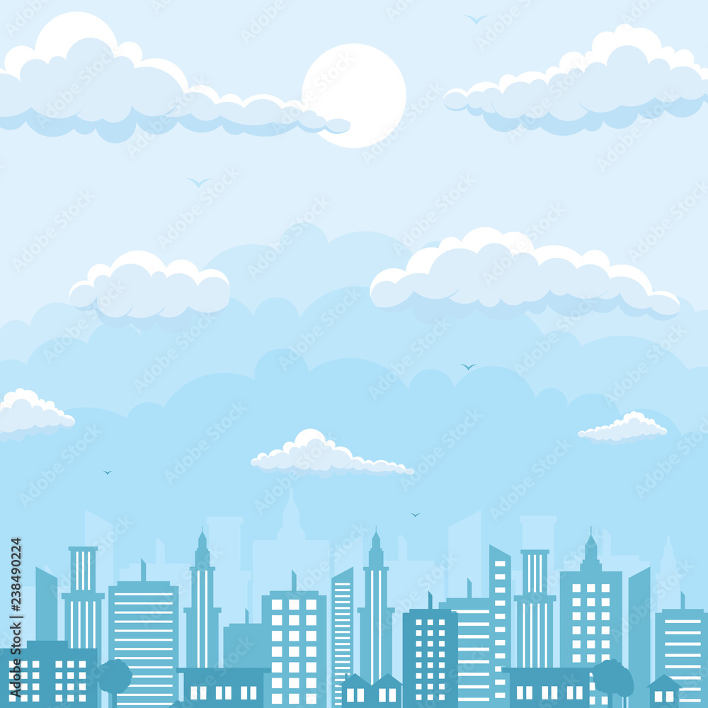 City Cityscape Skyline Landscape Building Street Design Illustration