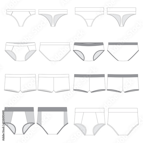 Vector template for Various Women's underwear styles