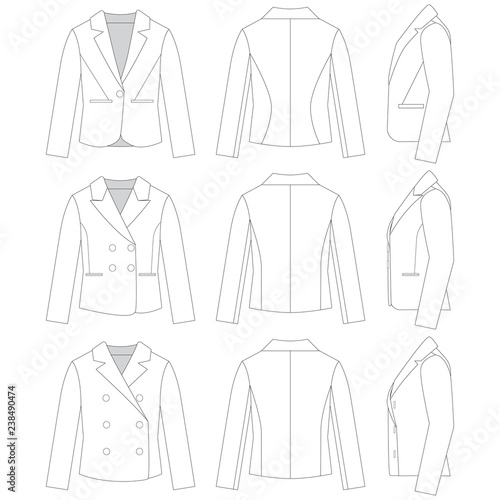 Vector template for Various styles of Suit Jackets