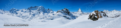 Beautiful panoramic view of snow mountain Matterhorn, Zermatt, Switzerland. © sahachat