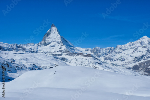 Beautiful view of snow mountain Matterhorn, Zermatt, Switzerland.