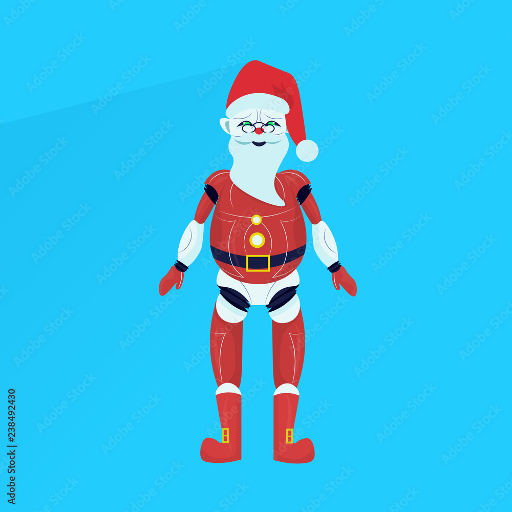santa claus robot posing merry christmas happy new year holiday concept flat santa claus robot posing merry christmas happy new year holiday concept flat