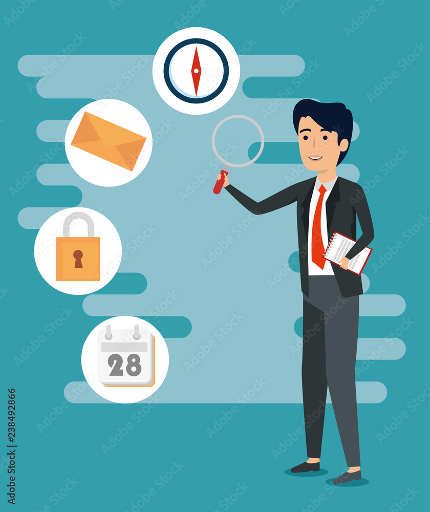 businessman with analusis strategy documents information businessman with analusis strategy documents information