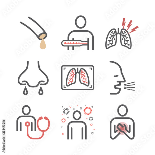 Bronchitis line icons. infographic symbol. Vector sign for web graphic.