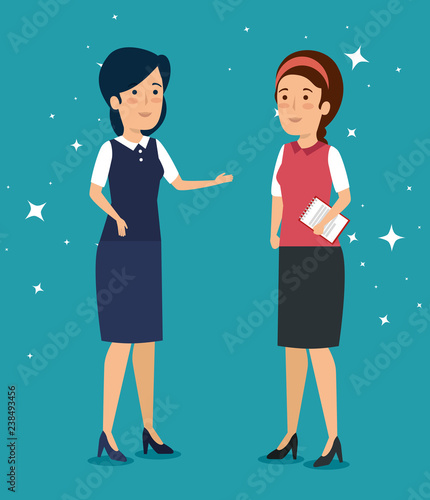 businesswomen teamwork strategy information plan