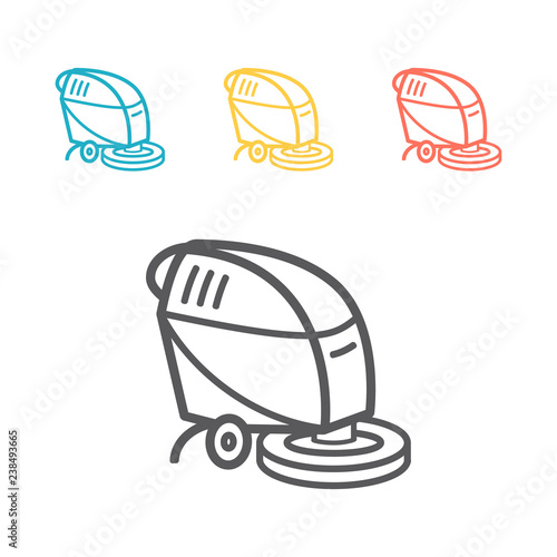 Cleaning machine line icon. Floor care and cleaning service. Vector sign for web graphic.