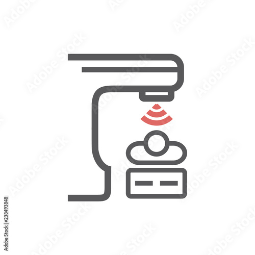 Body CT, CAT Scan. Line icon. Radiotherapy sign. Vector symbol for web graphic.