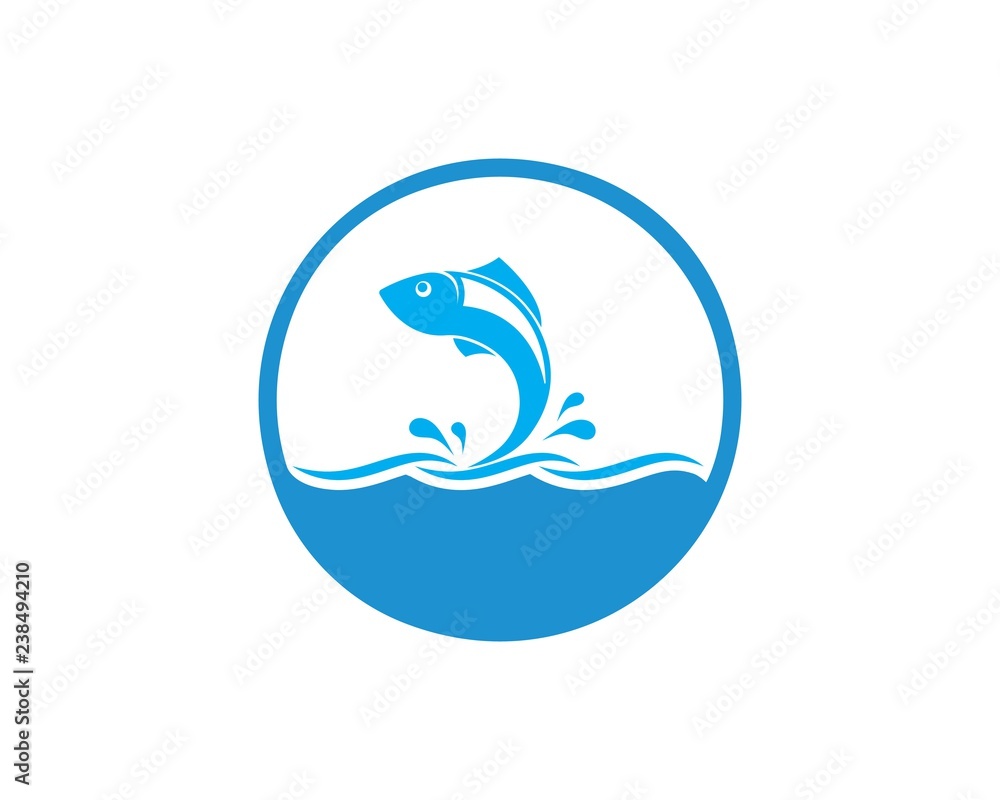 Fototapeta premium Fish logo template. Creative vector symbol of fishing club
