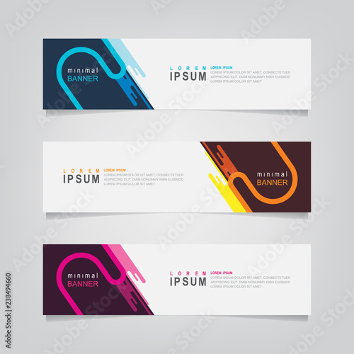 Vector abstract web banner design template. Collection of web banner template. Abstract geometric web design banner template isolated on grey background. Header - landing page Web Design Elements