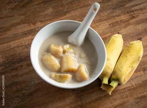Thai Banana in Coconut Milk. Traditional dessert of  Thailand.