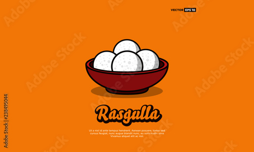 Rasgulla Indian Sweet Dessert Vector Illustration