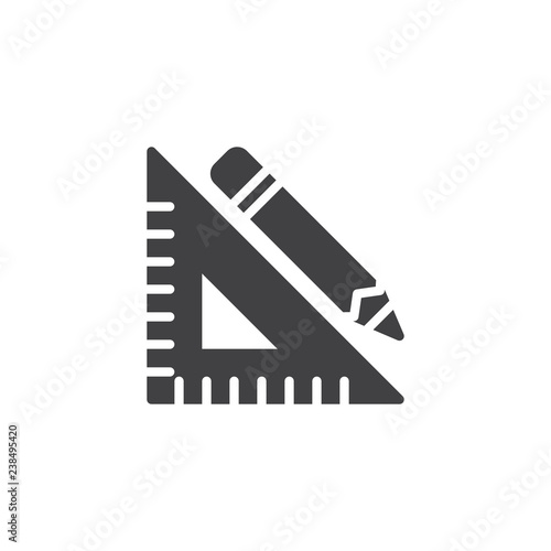 Triangle ruler and pencil vector icon. filled flat sign for mobile concept and web design. Designer tools simple solid icon. Symbol, logo illustration. Pixel perfect vector graphics