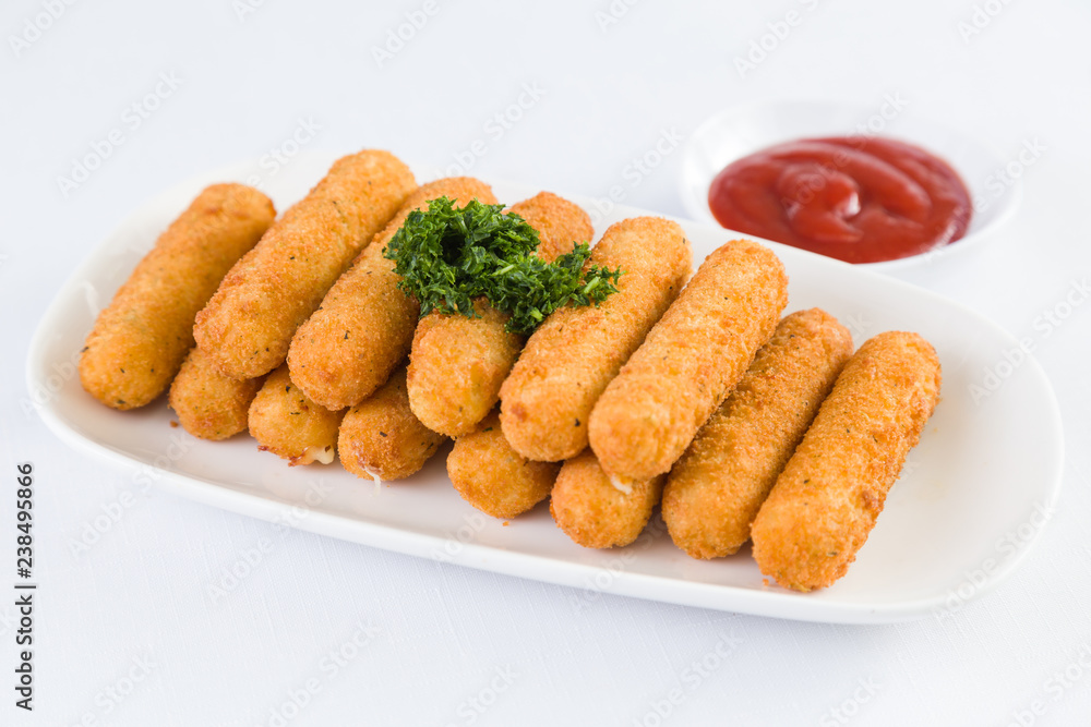 Deep Fried Mozzarella Cheese Sticks with  Ketchup