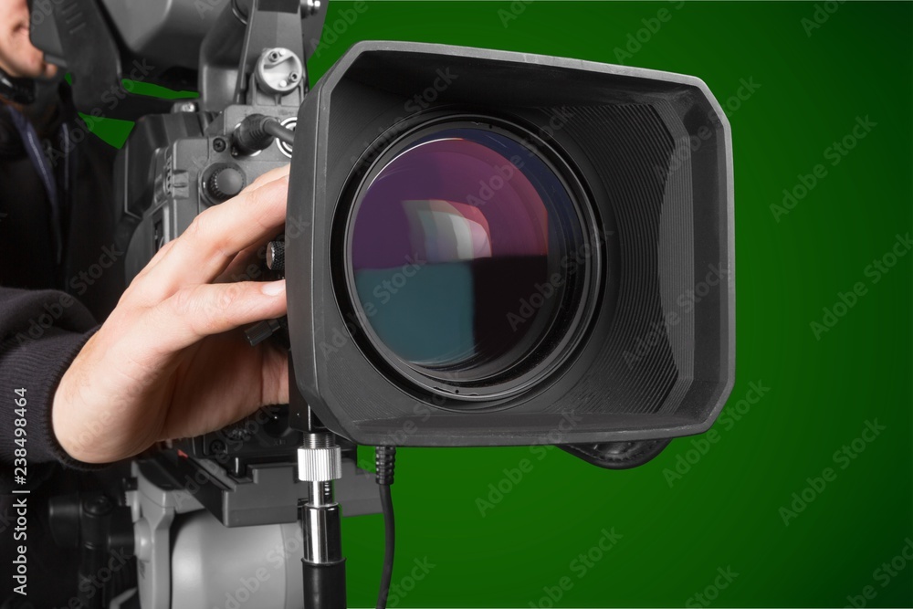 Cameraman working with camera   isolated