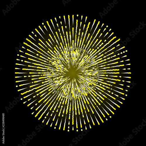 Gold halo angel ring in shape of fire circle made of flakes. Isolated on black background. Holy golden nimbus circle aureole, saint symbol. Tattoo reference. Vector.