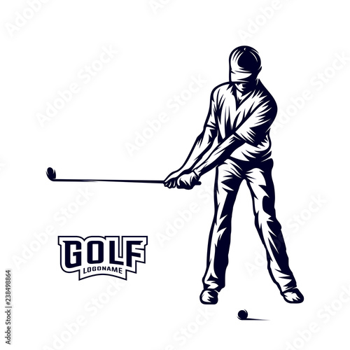 Golf player VECTOR. Silhouette of a golf player. Vector illustration