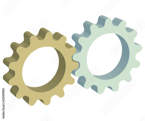 Three-dimensional gear. Vector illustration.