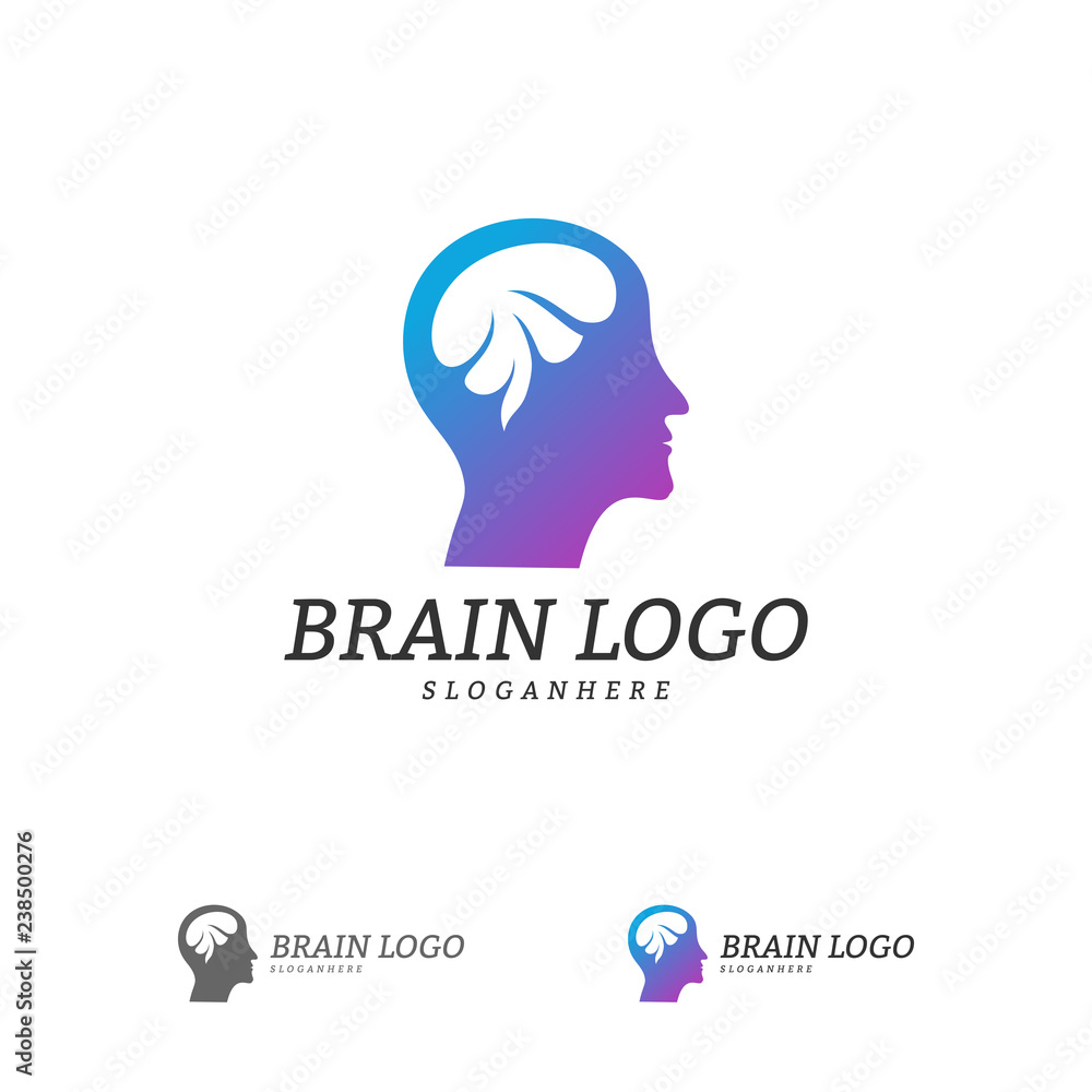 Brain Head Logo Vector Template. Man head. People symbols. Mind Logo Concepts Brain Head Logo Vector Template. Man head. People symbols. Mind Logo Concepts