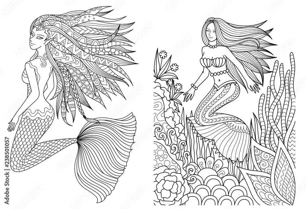 Mermaids Coloring Book - Create Underwater Wonders with Colors! - Coloring  eBooks