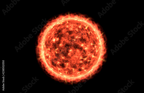 Large and Glowing Red Sun with a Balck Background