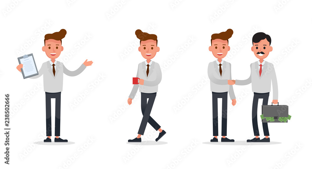 businessman working in office and different poses character vector design businessman working in office and different poses character vector design